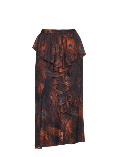 givenchy silk printed peacock top and skirts|Givenchy Silk Printed Peacock Top And Skirts for Women.